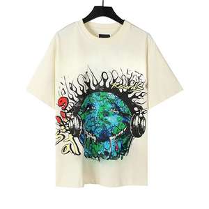 เสื้อยืดพิมพ์ลายไฮสตรีทของผู้ชายเสื้อยืดผ้าฝ้าย100% สกรีนแตกคุณภาพสูงป้องกันรอยยับระบายอากาศได้ดีดีไซน์ใหม่ - Product Image 1