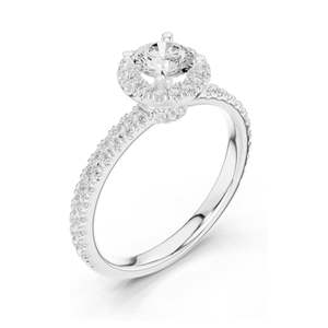 Anillo de Compromiso con Halo de Diamantes de Laboratorio Redondos Brillantes de 1.178 CT, Claridad VVS-VS EF, Oro de 18K, 14K, 10K y Plata 925, Moissanita - Product Image 4
