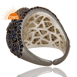 Best Quality Sterling Silver Natural Blue Sapphire Gemstone <b>Statement</b> <b>Ring</b> Custom Jewelry Manufacturer - Product Image 5