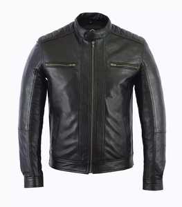 Veste de moto de style High Street pour hommes en cuir d'agneau véritable tissu en toile en vente - Product Image 2