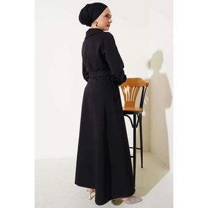 Cape à double boutonnage sur le côté Noir - Product Image 4