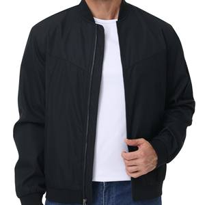 Chaqueta Bomber de Invierno para Hombre, Diseño Vintage, Patrón Sólido, Cálida, Lana/Poliéster, Cierre de Cremallera, Cuello Mao, Diseño Geométrico, Tinte Liso - Product Image 3