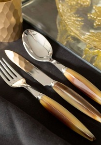 Cuchillo de cuerno natural con mango para sándwich, cuchillos para condimentos de queso y crema, Mini cuchara de acero inoxidable, cubiertos para mantequilla de queso - Product Image 2