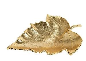 ถาดโลหะเคลือบทองดีไซน์รูปใบไม้ที่สวยงามหลากหลายแบบหรูหราถาดโลหะดีไซน์แบบโบราณสำหรับชิ้นสูง - Product Image 3