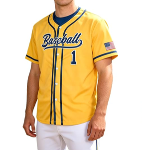 Maillot de baseball pour hommes, chemises décontractées à boutons, manches courtes, uniforme de sport d'équipe actif - Product Image 2