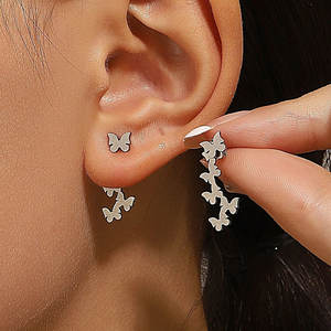 ต่างหูทรงสี่เหลี่ยมเรขาคณิตสไตล์มินิมอลย้อนยุค ดีไซน์สามเหลี่ยมถอดออกได้ ผลิตจากโลหะผสมสังกะสีที่ทนทาน - Product Image 4