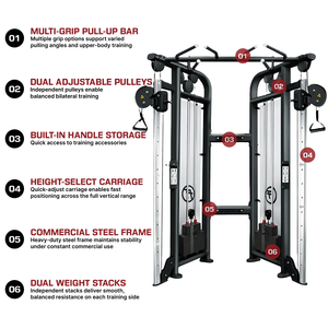 Máquina de Poleas Ajustable Doble con Cable para Entrenamiento de Fuerza de Cuerpo Completo - Equipo de Fitness Negro para Gimnasio en Casa y Estudio - Product Image 2