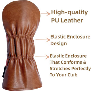 Cubierta de cabeza de palo de golf con forro de felpa suave Fácil de deslizar Diseño híbrido de cuero PU Cuello elástico Ajuste cómodo para hombres - Product Image 5