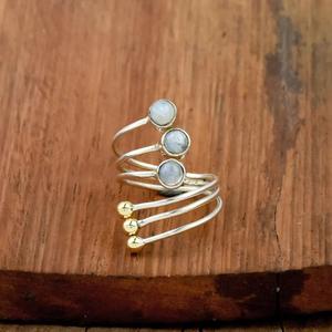 แหวนเงินวงเดือน925เงินวงก้นหอยห่อเครื่องประดับขนาดใหญ่ - Product Image 3