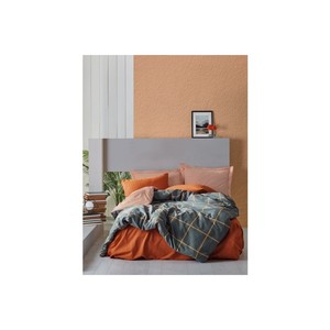 Cotton Box Modern Double Duvet Cover <b>Set</b> Stark Cinnamon with Geometric Pattern for Home Use - Product Image 1