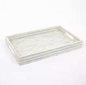 Plateau en bois indien fait à la main de haute qualité avec incrustations d'os, plateau de service nouvellement conçu pour la cuisine, prix direct d'usine - Product Image 1