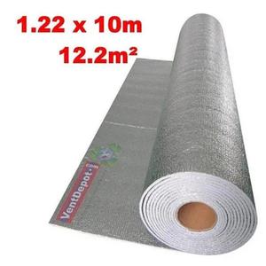 Rouleau d'isolation thermique, MXCRA-010, 1,22 m x 10 m, 5 mm d'épaisseur, -51 à 82 °C, 0,1 mm métallisé, 3 mm microcellules, métallisé - Product Image 1