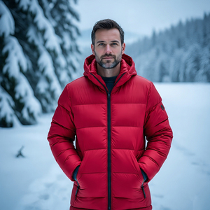 Vêtements d'extérieur pour hommes Vestes bouffantes décontractées col montant avant Logo coupe-vent respirant automne hiver vêtements d'extérieur bouffants chauds - Product Image 2