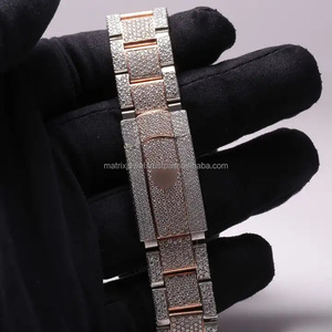 Hip Hop Bussdown Dial Men and Women Luxury Iced Out <b>Watch</b> Hand Made Setting VVS Lab Diamond Two Tone Rose Gold Luxury <b>Watch</b> - Product Image 4