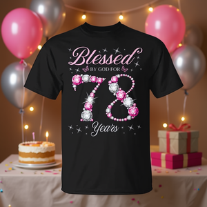 Dio ti abbia benedetto, maglietta promozionale personalizzabile per il 78° compleanno di una persona di 78 anni - Product Image 3