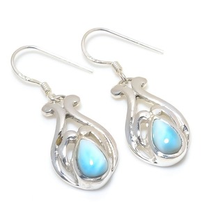 Larimar Gemstone Jewelry For Women Silver Boho Style <b>Earrings</b> Jewelry 925 Sterling Silver Trending <b>Handmade</b> <b>Earrings</b> Gift For - Product Image 1