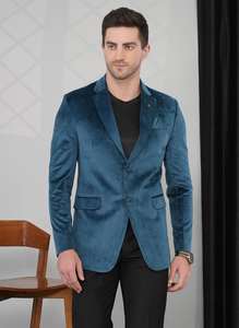 Export Quality <b>Mens</b> Olive <b>Velvet</b> Court <b>Blazer</b> Modern Fit Fashion For Party Wear Formal Events Available In Bulk Quantity - Product Image 4