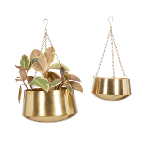 Maceta colgante de Metal decorativa para balcón, cuencos dorados, macetas, decoraciones de interior, macetas modernas de estilo de lujo para el hogar - Product Image 1