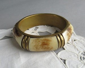 Bracelet en laiton et os, bracelet en os Vintage, bracelet pour femme, bijoux Vintage, idée cadeau, accessoire femme, style Boho - Product Image 3