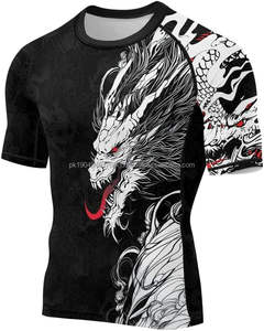 <b>Dragon</b> Men's Short Sleeve Compression Shirt Baselayer Skin Performance Fit Rash Guard for MMA BJJ Jiu Jitsu - Product Image 2