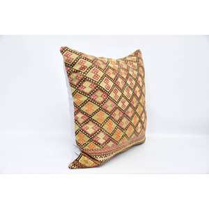 Beige bohemio Kantha Patchwork lana almohada 32x32 pulgadas cojín decorativo tejido bordado Vintage para ropa de cama decoración de suelo - Product Image 3