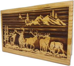 Urnas de cremación funeraria para cenizas humanas, caja de madera de montaña con bandera hecha a mano, urnas de entierro grandes para adultos para columbario - Product Image 4