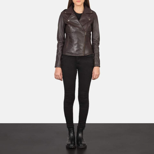 Veste d'hiver en cuir de vache véritable pour femmes, style motard, nouvelle collection, mode féminine classique, rembourrage en coton respirant, OEM - Product Image 6