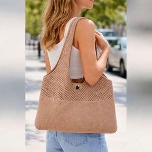 <b>Boho</b> Chic Women's Knitted Shoulder <b>Bag</b> Casual Handmade Crochet Tote <b>Bag</b> for Summer Beach Large Capacity Unlined Stylish Handbag - Product Image 1