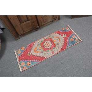 Petit tapis turc 1,2x3,2 pi (37x96 cm), tapis marocain rouge vintage - Product Image 2