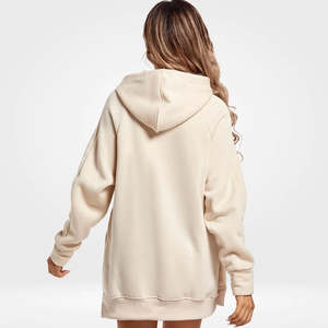 Sweat à capuche surdimensionné pour femme, pull long en polaire doux, poche kangourou, streetwear d'hiver pour femme - Product Image 2