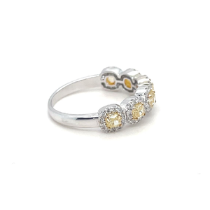 Bague d'éternité en or blanc 14kt 1.10tcw jaune naturel coupe coussin certifié IGI pour mariage ou fête - Product Image 3