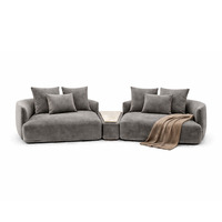 Canapé modulaire de luxe Tsofli - Design incurvé contemporain, tissu capitonné / velours / daim, module central en marbre en option