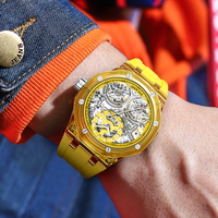 Reloj Deportivo Automático para Hombre con Esqueleto Transparente de Plástico, Correa de Silicona, Reloj Mecánico de Pulsera, Venta al Por Mayor de Fábrica