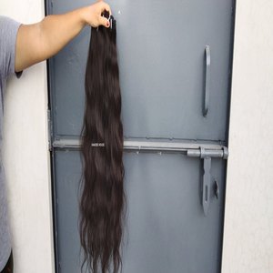 Extensions de cheveux humains Remy ondulés indiens noirs naturels de longue longueur Nandee House, tissées à la machine, en vrac, 8-30 pouces, sac en polyéthylène transparent - Product Image 3
