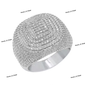 Bague dôme en moissanite sertie de diamants argentés, luxe, pavé complet, hip hop, bague de déclaration pour homme, lourde, brillante, pour les soirées, cadeau - Product Image 3