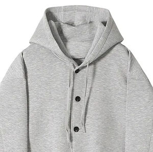 Sweat-shirt à boutons grande taille 100% coton de couleur unie sweat-shirt à capuche boutonné personnalisé de qualité premium pour hommes matériel de qualité - Product Image 3