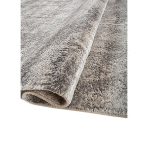 Tapis en laine et soie de bambou noué à la main, motif floral Pansy, ivoire, design puzzle rectangulaire pour la maison, l'entrée, la chambre d'un adolescent -Srb(158) - Product Image 2