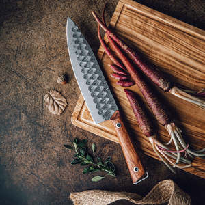 มีดแคมป์ปิ้งเหล็กดามัสกัส ด้ามไม้ คุณภาพอุตสาหกรรม ปลายแหลม คมสำหรับหั่นเนื้อบริสเก็ตและขนมปัง - Product Image 2