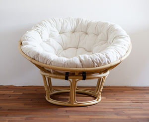 Handcrafted Natural Rattan Papasan <b>Chair</b> with <b>Comfortable</b> Cushions Ideal for Indoor & Outdoor Use - Product Image 2