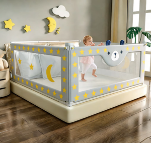 UD Kids Play Cashmere Folding Crib Fence Anti-Fall <strong>Bed</strong> Baffle Guardrail 1.8m New Baby Safety Features <strong>Rail</strong> Guards - Product Image 1