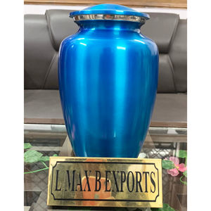 Urnes funéraires en aluminium de couleur bleu ciel pour adultes pour cendres humaines avec sac en velours gratuit prix de gros - Product Image 1