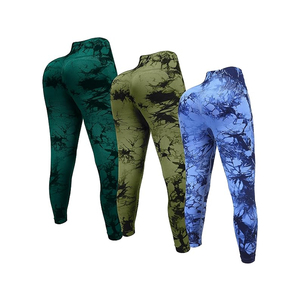 Collants de fitness taille moyenne respirants pour femmes avec logo personnalisé pantalon de yoga sans couture motif solide leggings de yoga tie dye pour femmes - Product Image 5