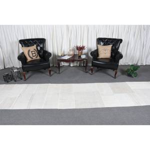 Alfombra de lana blanca moderna, 3x17,9 pies, patrón de retales de tejido plano turco, alfombra para sala de estar con respaldo de látex - Product Image 2
