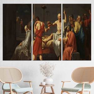 Lienzo Impreso: La Muerte de Sócrates de Louis David - Decoración Elegante para el Hogar, JUEGO DE 3 LIENZOS - Product Image 1