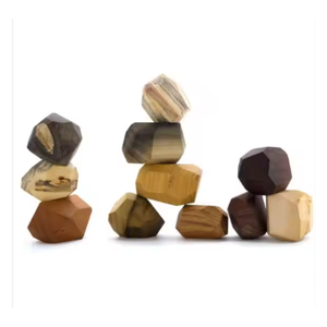 Natural Handmade Wooden Rock <b>Blocks</b> Tumi Ishi Montessori Stacking <b>Toys</b> in Multi Color or Black, Export Supplier - Product Image 3