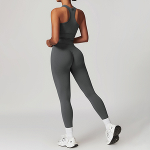 Traje deportivo sin costuras Racerback para mujer con cordón en la cintura, levantamiento de glúteos, hermosa espalda, ropa deportiva para Yoga, incluidos pantalones cortos - Product Image 4