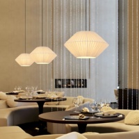 Tissu E27 ampoule lampes suspendues forme de tambour naturel suspension chambre salle à manger salle d'étude simple plafond lustre