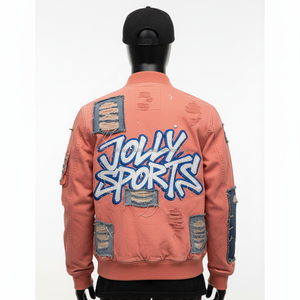 Chaqueta Bomber de alta calidad para hombre, mezcla de algodón con paneles de retazos de mezclilla, chaqueta Bomber con logotipo bordado de estilo desgastado para hombre - Product Image 3