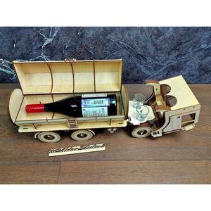 Remorque porte-vin avec verres et boîte décorative en bois - Product Image 3