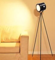 Lampadaire néon en métal au design moderne, lumière de lecture très brillante avec abat-jour en tissu blanc cassé pour salon et chambre à coucher
